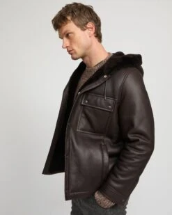 Hoodie En Peau Lainée D'agneau Mérinos