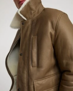 Veste En Peau Lainée D'agneau Silky -yves salomon boutique 26WHV60770MSISB3190 4