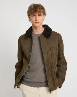 Veste En Peau Lainée D'agneau Et Cuir Cotelé