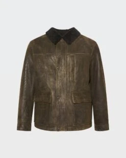Veste En Peau Lainée D'agneau Et Cuir Cotelé 14 Veste En Peau Lainée D'agneau Et Cuir Cotelé -yves salomon boutique 26WHV60871MSCOA2108 9