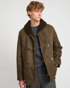 Canadienne En Peau Lainée D'agneau Et Cuir Cotelé