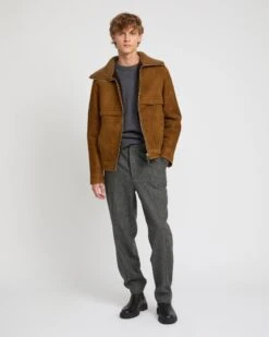 Veste En Peau Lainée D'agneau à Col Maille