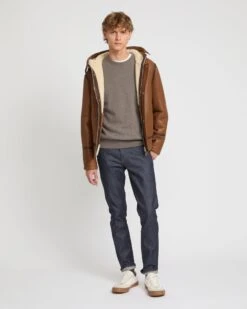 Hoodie Aviateur En Peau Lainée D'agneau