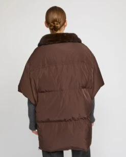 Doudoune Cape En Tissu Technique Avec Col Montant Et Intérieur En Fourrure De Vison -yves salomon boutique 26WYC06188DOTMA2253 4