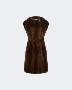 Cape Ceinturée En Fourrure De Vison Long Poils -yves salomon boutique 26WYC30799VFLXLUNA 9