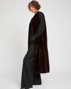 Gilet Long Sans Manche En Fourrure De Vison