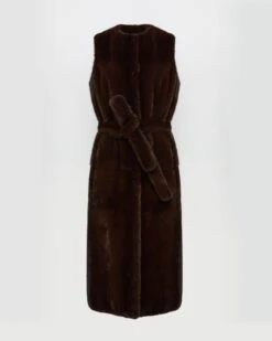 Gilet Long Sans Manche En Fourrure De Vison -yves salomon boutique 26WYG34625VMLXA6074 8