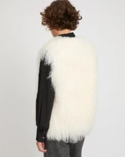 Gilet Sans Manche En Agneau De Mongolie -yves salomon boutique 26WYG62855AGMOC11 3 f0737f4e 8da4 4850 aaee d6c26ef40947