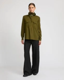 Blouse Drapée En Voile De Laine -yves salomon boutique 26WYH06767VOLAA8193 3