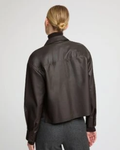 Chemise Croppée En Cuir D'agneau Fin -yves salomon boutique 26WYH20053APARA2009 4