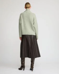 Jupe Plissée En Cuir D'agneau Fin -yves salomon boutique 26WYJ20380APARA2009 4