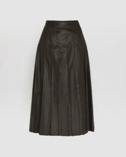 Jupe Plissée En Cuir D'agneau Fin -yves salomon boutique 26WYJ20380APARA2009 9