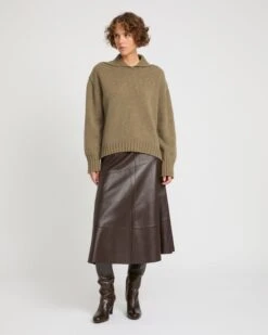 Jupe évasée En Cuir D'agneau