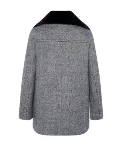 Caban En Lainage Et Cuir D'agneau Avec Col En Fourrure De Vison -yves salomon boutique 26WYM01578LAVLA9099 10