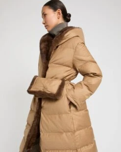 Manteau Doudoune Long Ceinturé En Tissu Flanelle Loro Piana Et Fourrure De Vison -yves salomon boutique 26WYM02025WO2WA2026 4 8838c933 b739 4cb7 b99c 08ce434688e3