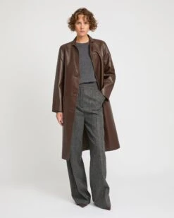 Manteau Droit En Cuir D'agneau Doublé Tissu Motif Pied-de-poule 10 Manteau Droit En Cuir D'agneau Doublé Tissu Motif Pied-de-poule -yves salomon boutique 26WYM20610APTIB3199 3 bbe2c9c6 1af0 4017 bae7 98b3fcb695f9