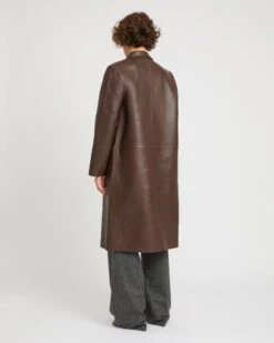 Manteau Droit En Cuir D'agneau Doublé Tissu Motif Pied-de-poule 11 Manteau Droit En Cuir D'agneau Doublé Tissu Motif Pied-de-poule -yves salomon boutique 26WYM20610APTIB3199 4 8afa7816 f8a7 40cc 8dca 8bd66a0e86d5