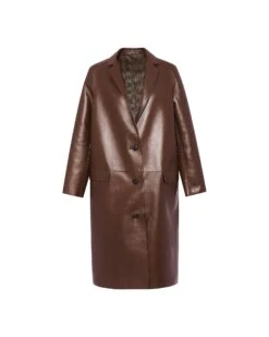 Manteau Droit En Cuir D'agneau Doublé Tissu Motif Pied-de-poule 12 Manteau Droit En Cuir D'agneau Doublé Tissu Motif Pied-de-poule -yves salomon boutique 26WYM20610APTIB3199 9