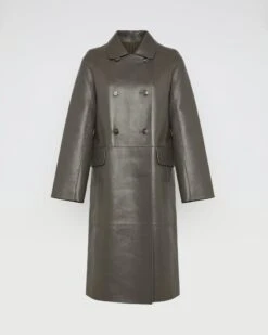 Manteau Trench En Cuir D'agneau Doublé Tissu Motif Pied-de-poule 12 Manteau Trench En Cuir D'agneau Doublé Tissu Motif Pied-de-poule -yves salomon boutique 26WYM21306APTIB3201 8