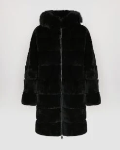 Parka Longue Réversible En Tissu Technique Déperlant Avec Fourrure De Renard Et De Lapin Rex -yves salomon boutique 26WYM30293REXXC99 11