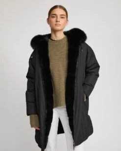 Parka Longue Réversible En Tissu Technique Déperlant Avec Fourrure De Renard Et De Lapin Rex -yves salomon boutique 26WYM30293REXXC99 3