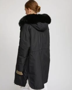 Parka Longue Réversible En Tissu Technique Déperlant Avec Fourrure De Renard Et De Lapin Rex -yves salomon boutique 26WYM30293REXXC99 5