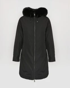 Parka Longue Réversible En Tissu Technique Déperlant Avec Fourrure De Renard Et De Lapin Rex -yves salomon boutique 26WYM30293REXXC99 9