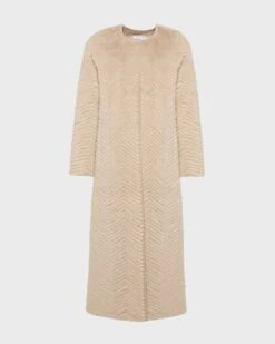 Manteau Long En Maille Mérinos Et Fourrure De Vison 13 Manteau Long En Maille Mérinos Et Fourrure De Vison -yves salomon boutique 26WYM50920MAMVA2048 8