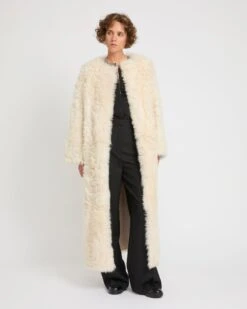 Manteau Extra Long En Peau Lainée D'agneau Toscane