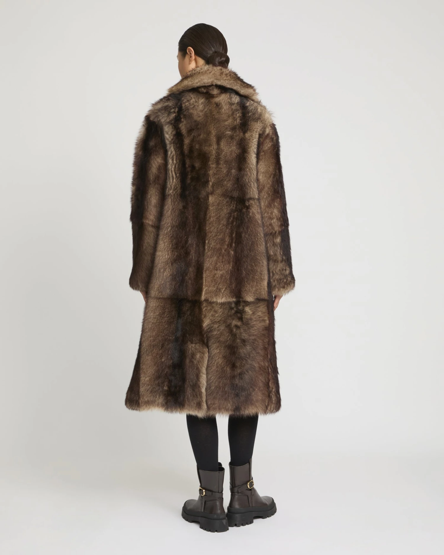 Manteau Long Réversible En Peau Lainée D'agneau Toscane Folk 6 Manteau Long Réversible En Peau Lainée D'agneau Toscane Folk – Image 4