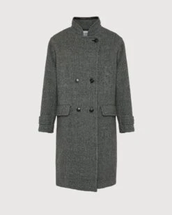 Manteau Long En Lainage Et Détails Cuir -yves salomon boutique 26WYM92000LAVLA9099 9