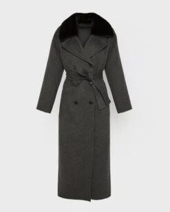 Manteau En Lainage Cachemire Et Fourrure De Vison -yves salomon boutique 26WYM92430CAVIA9124 8