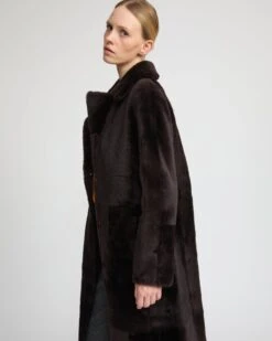 Manteau Long Réversible En Peau Lainée D'agneau Lacon -yves salomon boutique 26WYM93530MERLA2009 3