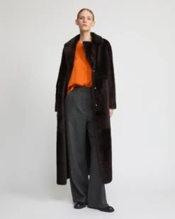 Manteau Long Réversible En Peau Lainée D'agneau Lacon -yves salomon boutique 26WYM93530MERLA2009 4