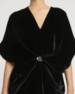 Robe Drapée En Velours Fluide -yves salomon boutique 26WYR03630LIVEC99087