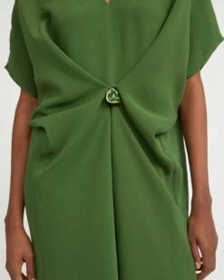 Robe Drapée En Crêpe De Soie