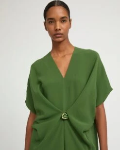 Robe Drapée En Crêpe De Soie -yves salomon boutique 26WYR04508CRSOA8194 4