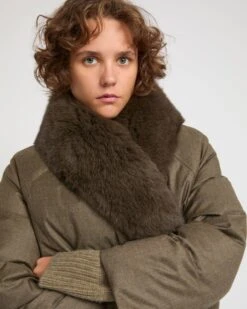 Doudoune Courte En Tissu Loro Piana Avec Grand Col Amovible En Fourrure De Renard -yves salomon boutique 26WYV00662WO2WA9127 3 1c493140 4421 4199 a320 9b0f65a4762e