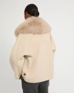 Veste Caban En Lainage Cachemire Et Col Amovible En Fourrure De Renard -yves salomon boutique 26WYV01668CARDA2122 4