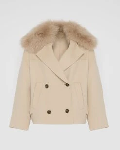 Veste Caban En Lainage Cachemire Et Col Amovible En Fourrure De Renard -yves salomon boutique 26WYV01668CARDA2122 9