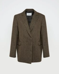 Veste Tailleur Oversized En Flanelle -yves salomon boutique 26WYV03273TIFLA2259 8