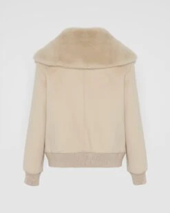 Blouson Court En Lainage Cachemire Et Col Amovible En Fourrure De Vison -yves salomon boutique 26WYV05660CAVIA2122 10