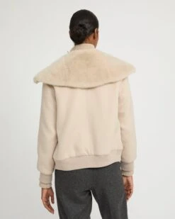 Blouson Court En Lainage Cachemire Et Col Amovible En Fourrure De Vison -yves salomon boutique 26WYV05660CAVIA2122 4