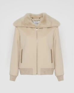 Blouson Court En Lainage Cachemire Et Col Amovible En Fourrure De Vison -yves salomon boutique 26WYV05660CAVIA2122 9