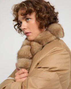 Doudoune Courte En Flanelle Avec Grand Col Amovible En Zibeline -yves salomon boutique 26WYV06562WO2WA2026 3