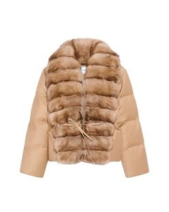 Doudoune Courte En Flanelle Avec Grand Col Amovible En Zibeline -yves salomon boutique 26WYV06562WO2WA2026 11