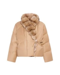 Doudoune Courte En Flanelle Avec Grand Col Amovible En Zibeline -yves salomon boutique 26WYV06562WO2WA2026 9