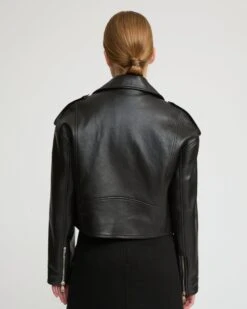 Perfecto Croppé En Cuir D'agneau -yves salomon boutique 26WYV21050AGANC99 4