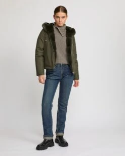 Veste à Capuche En Fourrure De Lapin Rex Réversible Tissu Technique -yves salomon boutique 26WYV30158REXXA8001 3