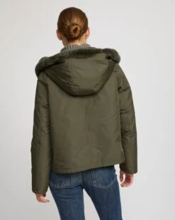 Veste à Capuche En Fourrure De Lapin Rex Réversible Tissu Technique -yves salomon boutique 26WYV30158REXXA8001 4